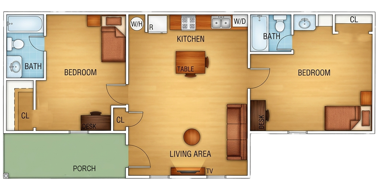 Two-bedroom apartment floor plan