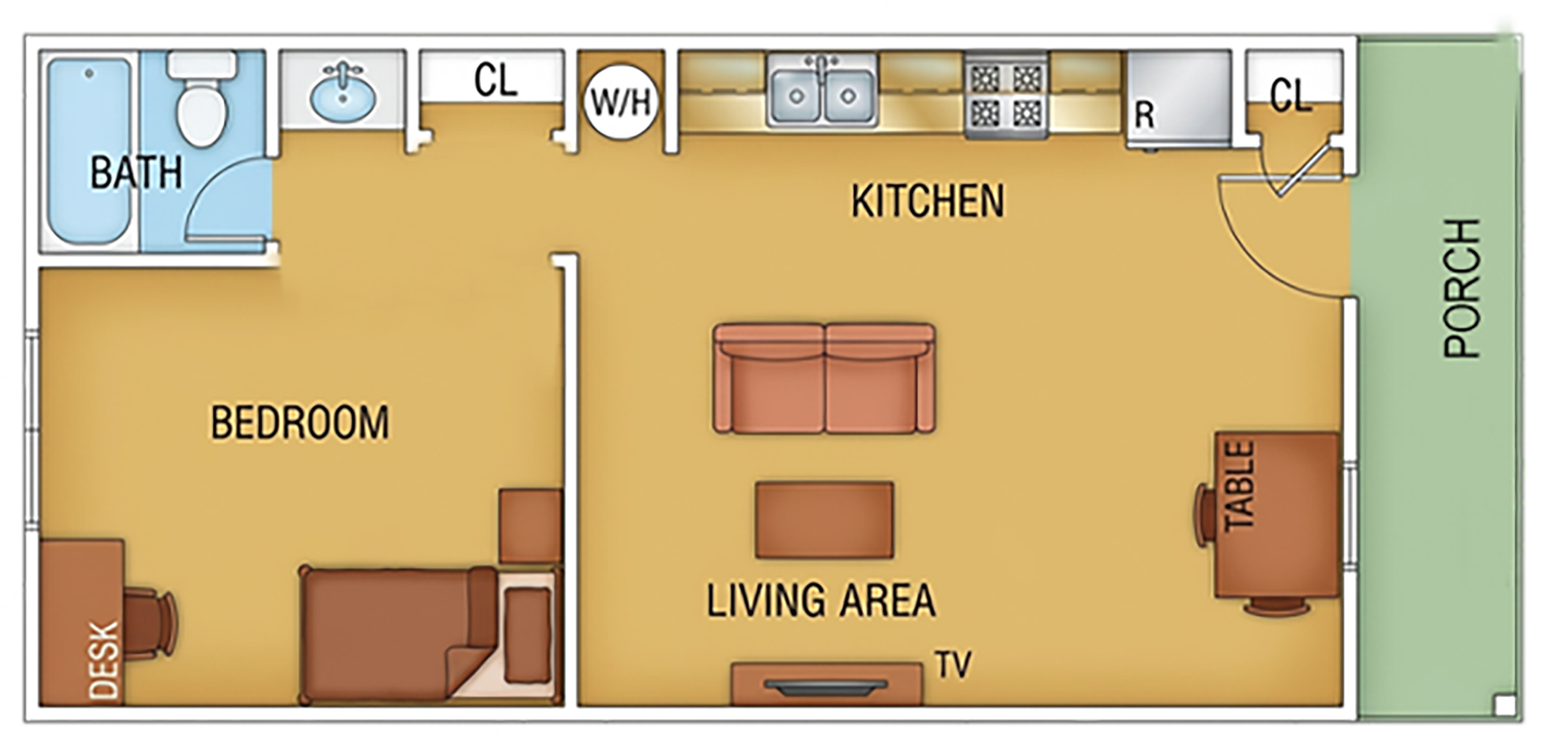 Type 6 studio and loft apartment floor plan