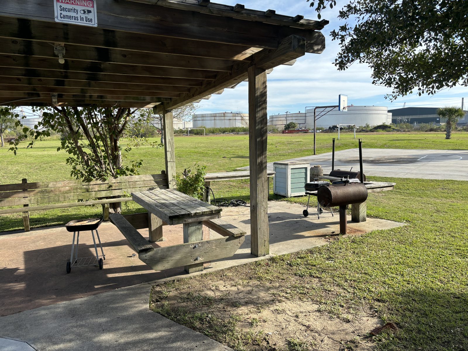 Shaded picnic pavilion on the UAG grounds