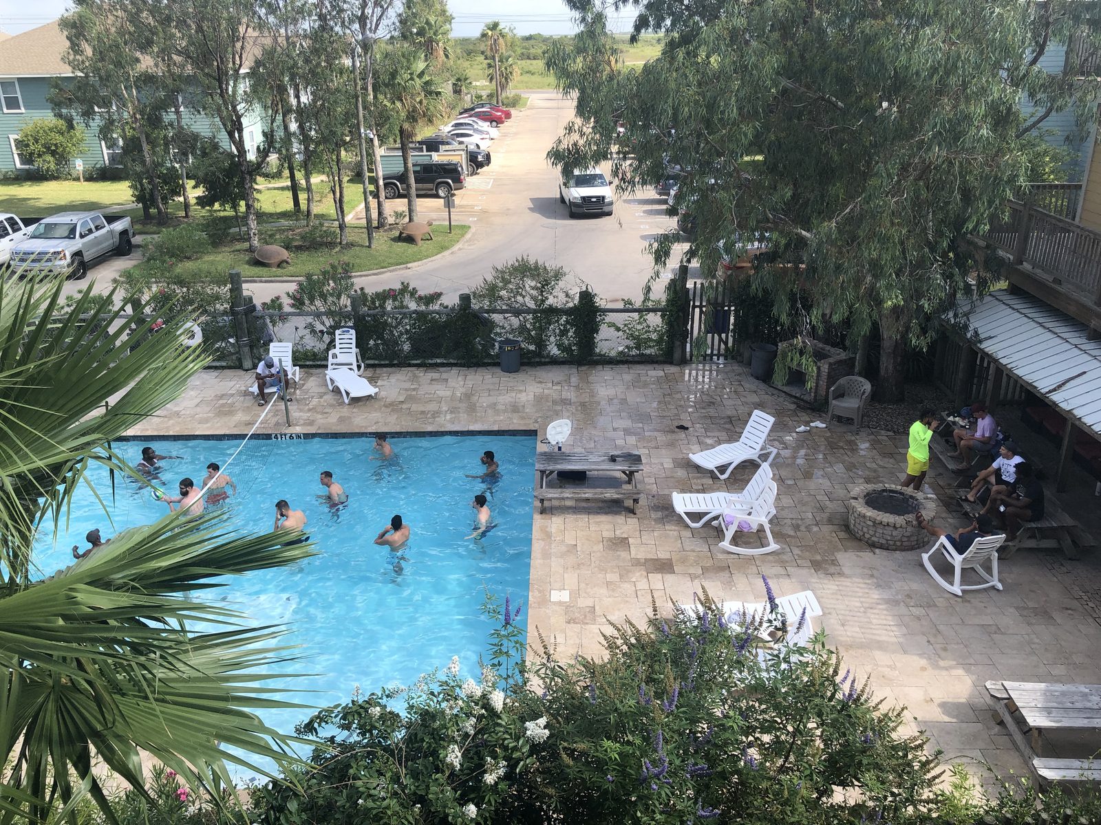 Aerial view of residents enjoying the UAG pool